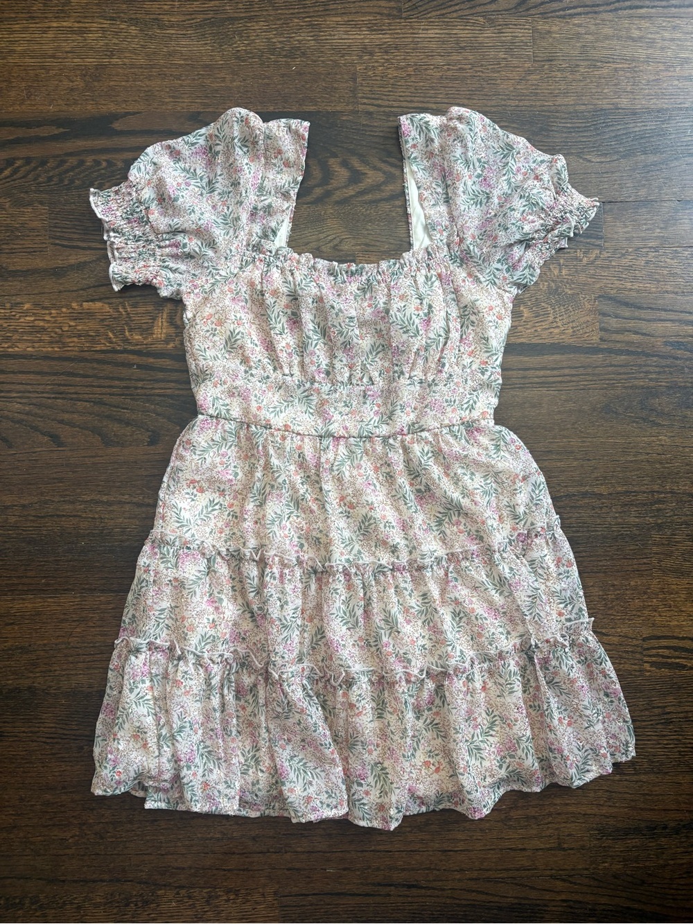 Altar'd State Pink Floral Smocked Tiered Dress